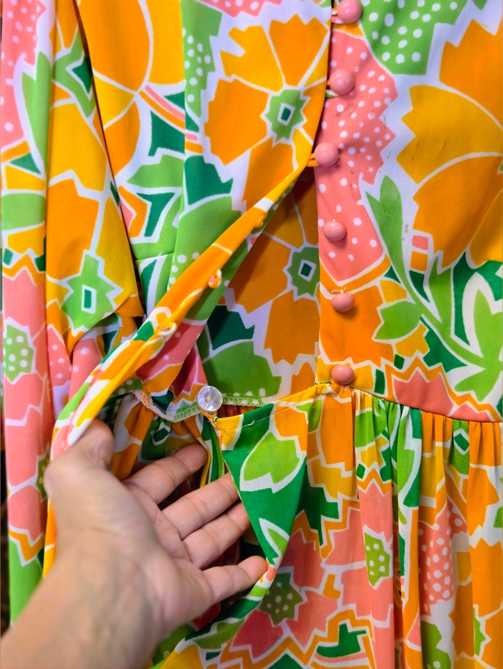 Vintage 70s Sandcastle Psychedelic Floral Maxi Dress Size L (Vintage) - Picture 10 of 16